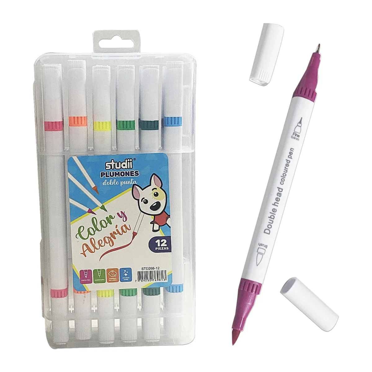 SET PLUMONES DOBLE PUNTA X12 (CJX24)