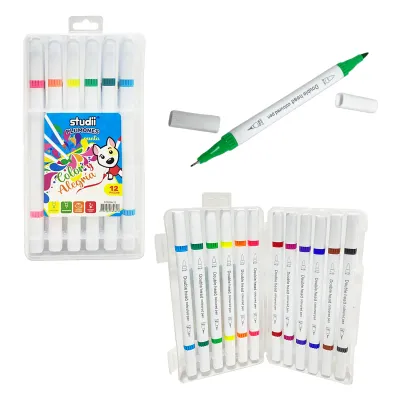 SET PLUMONES DOBLE PUNTA X12 (CJX24)