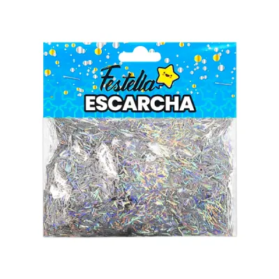 ESCARCHA PARA GLOBO PELOS PLATEADA  (PQTX12)
