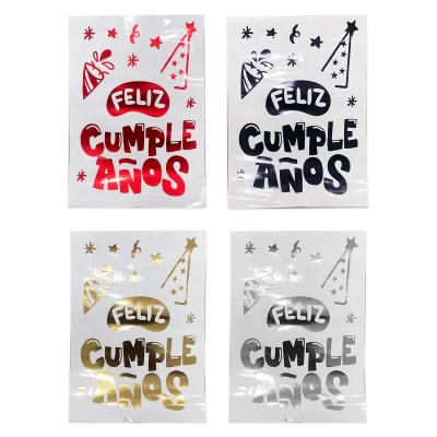 STICKER FELIZ CUMPLEAÑOS PARA GLOBO (PQTX50XCOLOR)