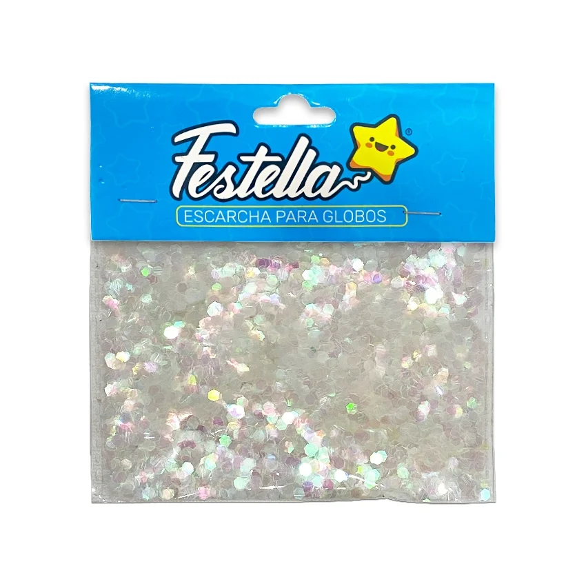 ESCARCHA PARA GLOBO HEXAGONAL TORNASOL (PQTX12)