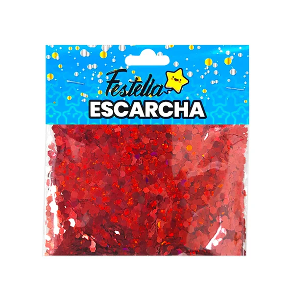 ESCARCHA PARA GLOBO ROJA HEXAGONAL (PQTX12)