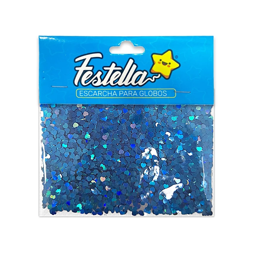 ESCARCHA GLOBO CORAZON AZUL (PQTX12)