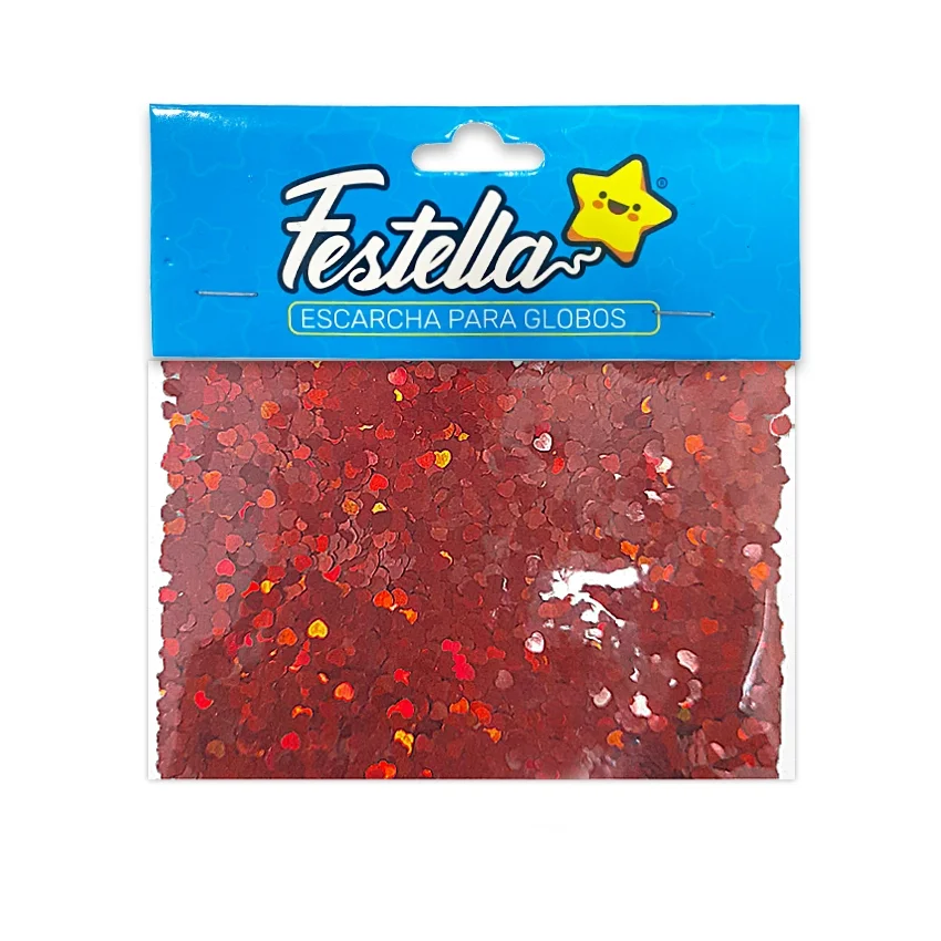 ESCARCHA PARA GLOBO CORAZON ROJA (PQTX12)