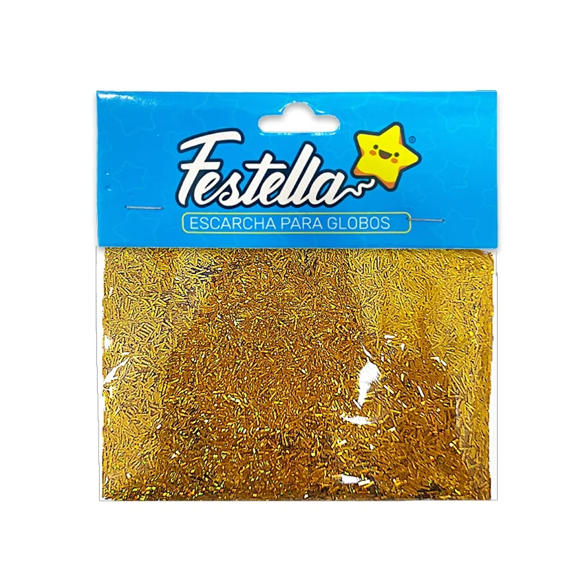 ESCARCHA PARA GLOBO PELOS DORADA (PQTX12)