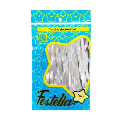 CORTINA DE FIESTA LISA PLATEADA 1*2M (PQTX12)