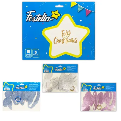 LETRERO FELIZ CUMPLEAÑOS ESCARCHADO (PQTX12)