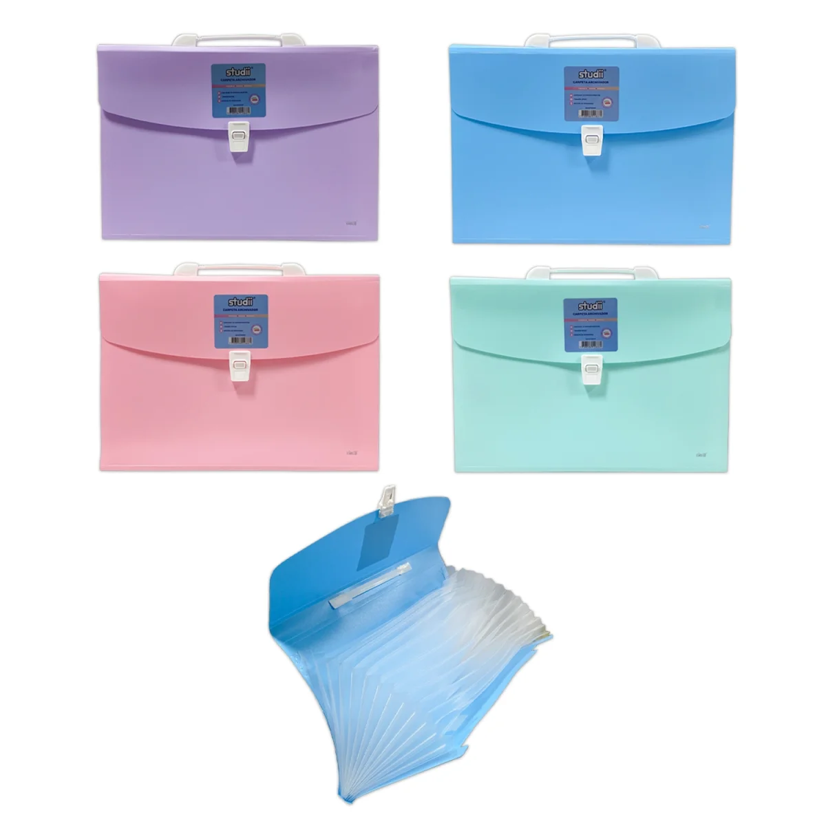 CARPETA COLOR PASTEL 13 COMPARTIMENTOS OFICIO