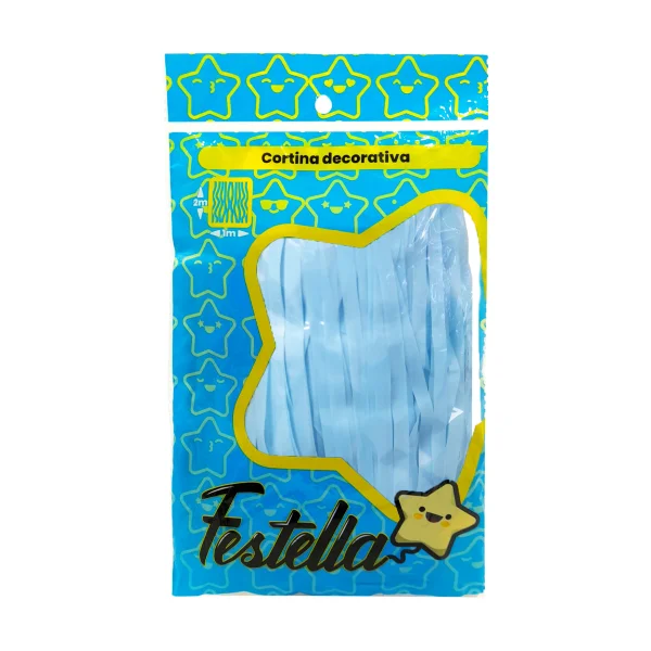 CORTINA DE FIESTA LISA AZUL PASTEL 1*2M (PQTX12)