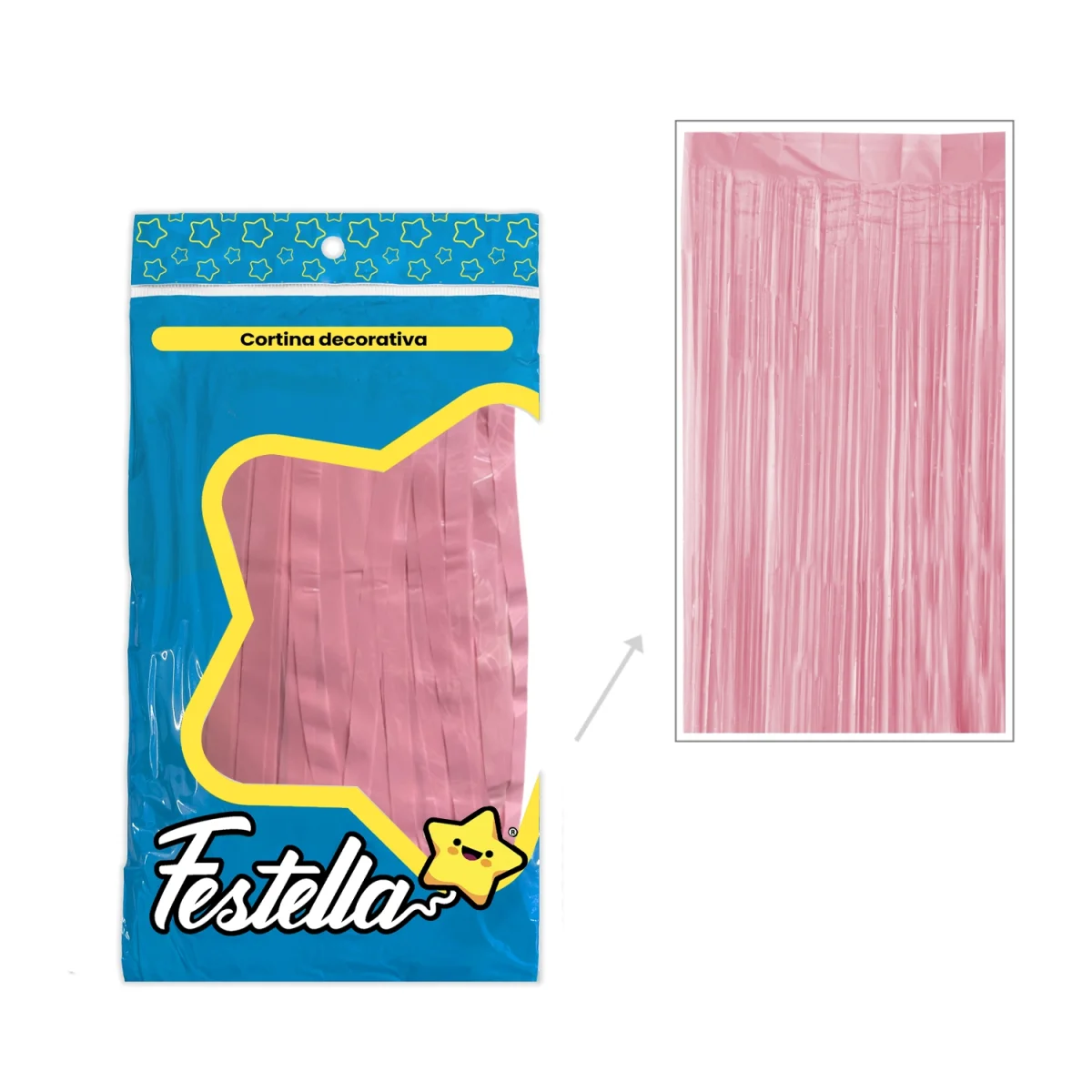 CORTINA DE FIESTA LISA ROSADA PASTEL 1*2M (PQTX12)