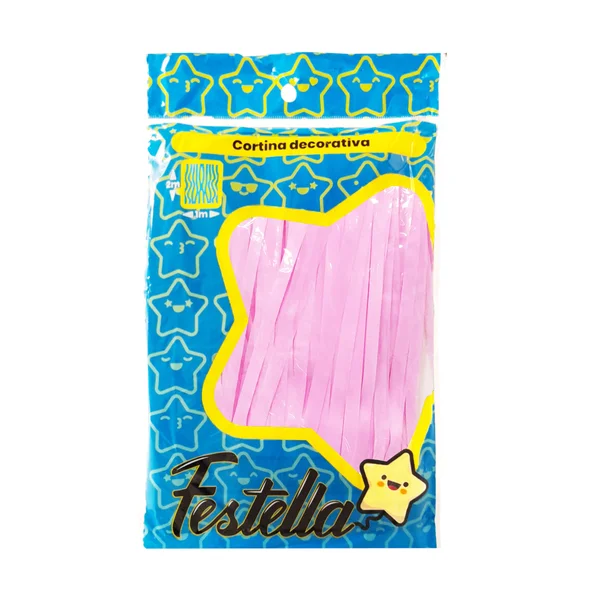 CORTINA DE FIESTA LISA ROSADA PASTEL 1*2M (PQTX12)