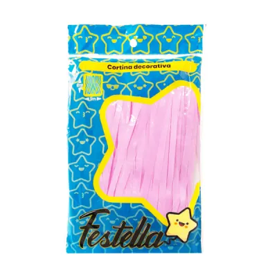 CORTINA DE FIESTA LISA ROSADA PASTEL 1*2M (PQTX12)