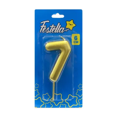 VELA NUMERO 6CM DORADA #7 (CJX12)