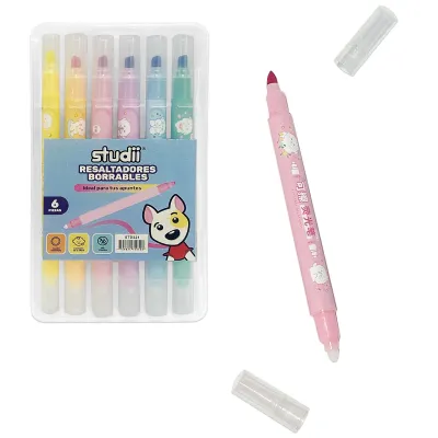 SET RESALTADOR BORRABLE COLOR PASTEL X6