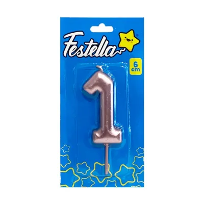 VELA NUMERO 6CM PALO ROSA #1 (CJX12)