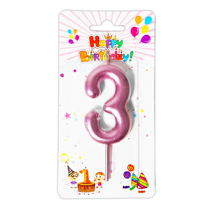 VELA NUMERO 6CM PALO ROSA #3 (CJX12)