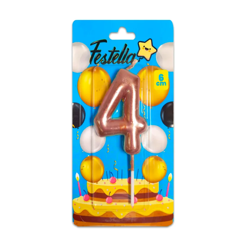 VELA NUMERO 6CM PALO ROSA #4 (CJX12)