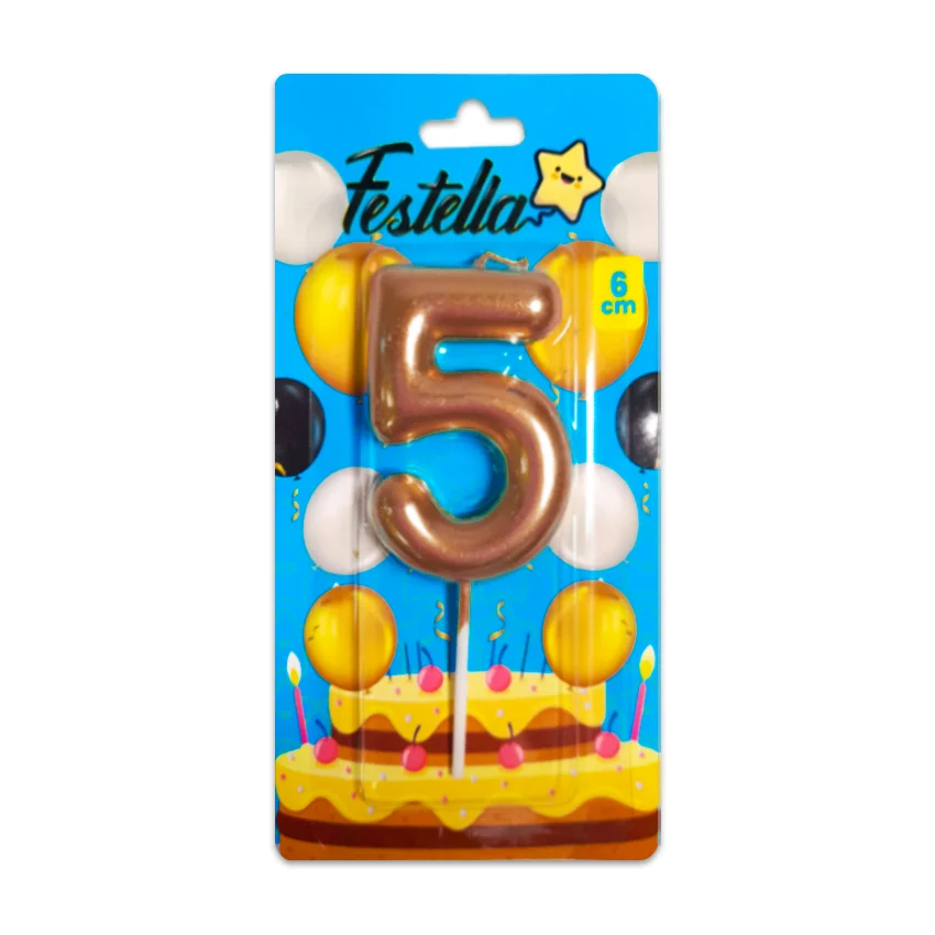 VELA NUMERO 6CM PALO ROSA #5 (CJX12)