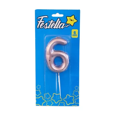 VELA NUMERO 6CM PALO ROSA #6 (CJX12)