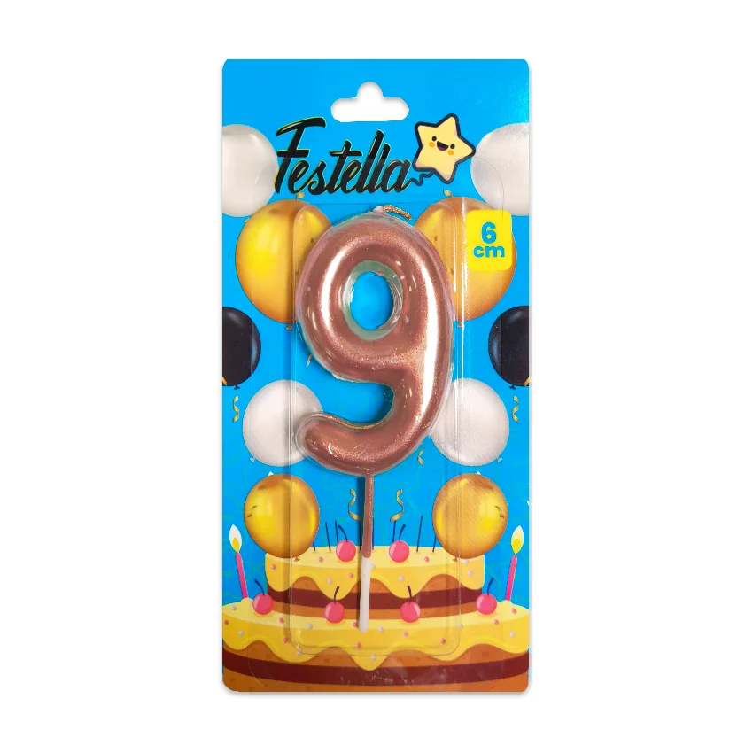 VELA NUMERO 6CM PALO ROSA #9 (CJX12)