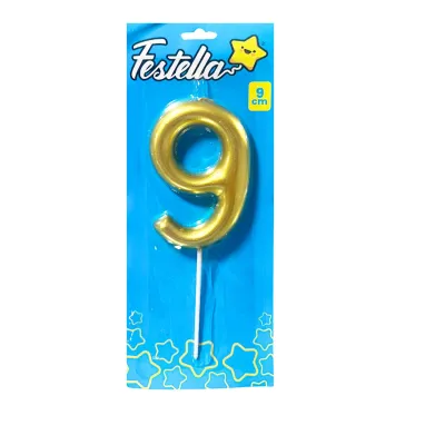 VELA NUMERO 9CM DORADA #9 (CJX12)
