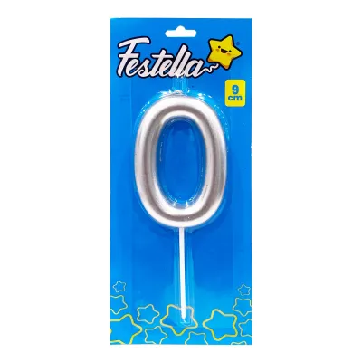 VELA NUMERO 9CM PLATEADA #0 (CJX12)