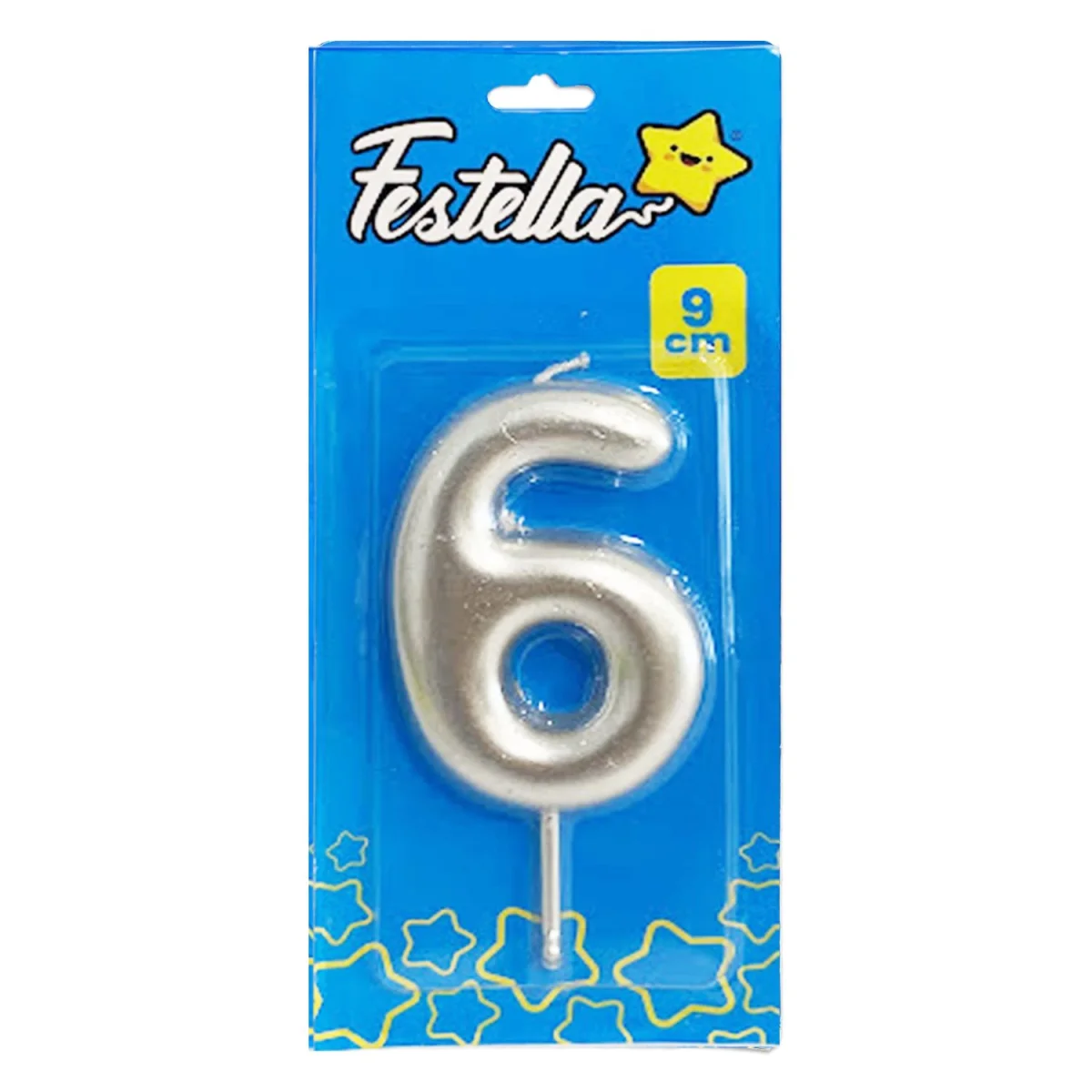 VELA NUMERO 9CM PLATEADA #6 (CJX12)