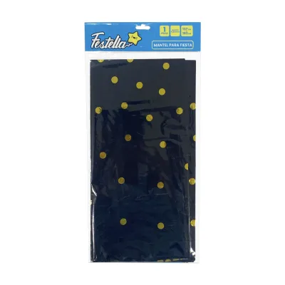 MANTEL DE FIESTA CHISPIADO NEGRO (PQTX10)