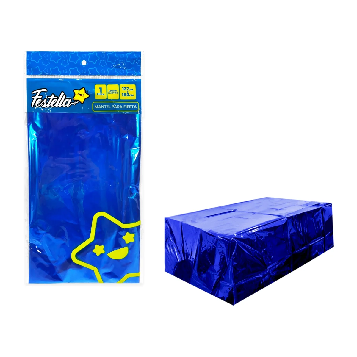 MANTEL DE FIESTA METALIZADO AZUL (PQTX10)