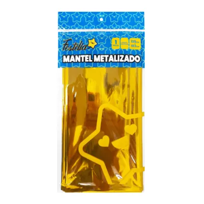 MANTEL DE FIESTA METALIZADO DORADO (PQTX10)
