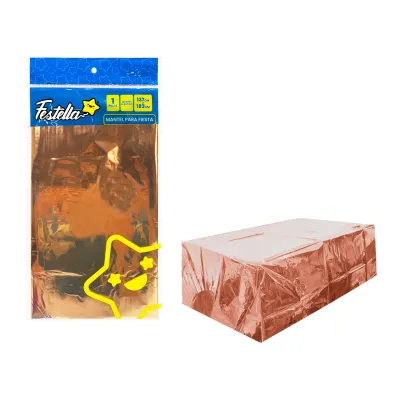 MANTEL DE FIESTA METALIZADO PALO ROSA (PQTX10)