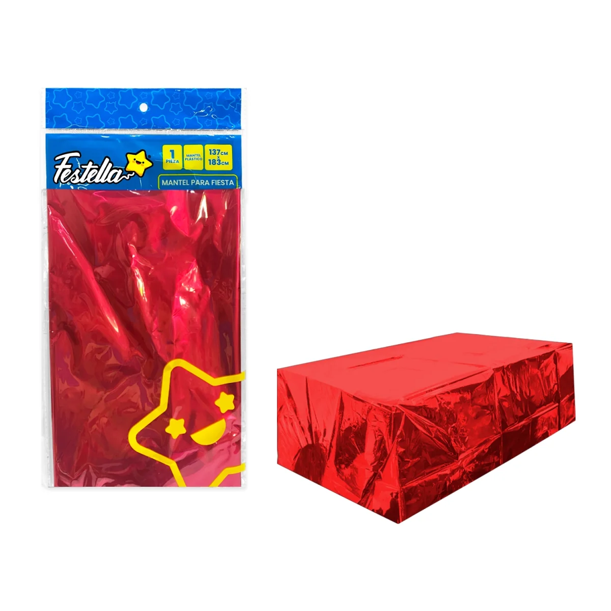 MANTEL DE FIESTA METALIZADO ROJO (PQTX10)
