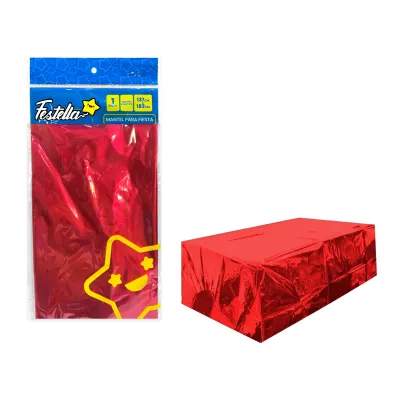 MANTEL DE FIESTA METALIZADO ROJO (PQTX10)