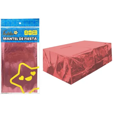 MANTEL DE FIESTA METALIZADO ROJO (PQTX10)