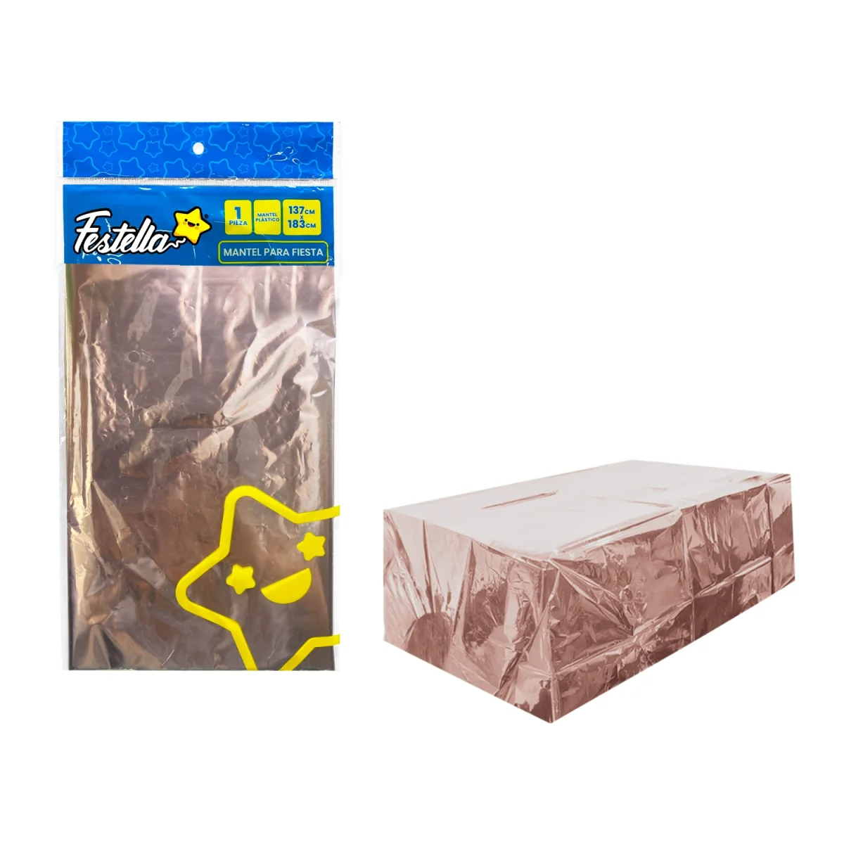 MANTEL DE FIESTA METALIZADO ROSADO (PQTX10)