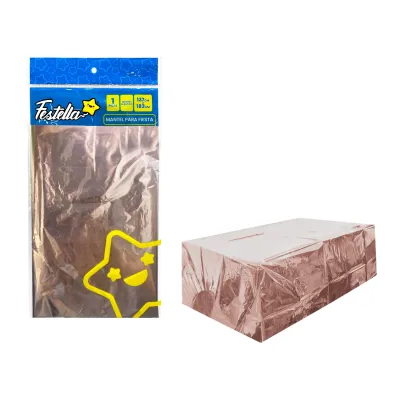 MANTEL DE FIESTA METALIZADO ROSADO (PQTX10)