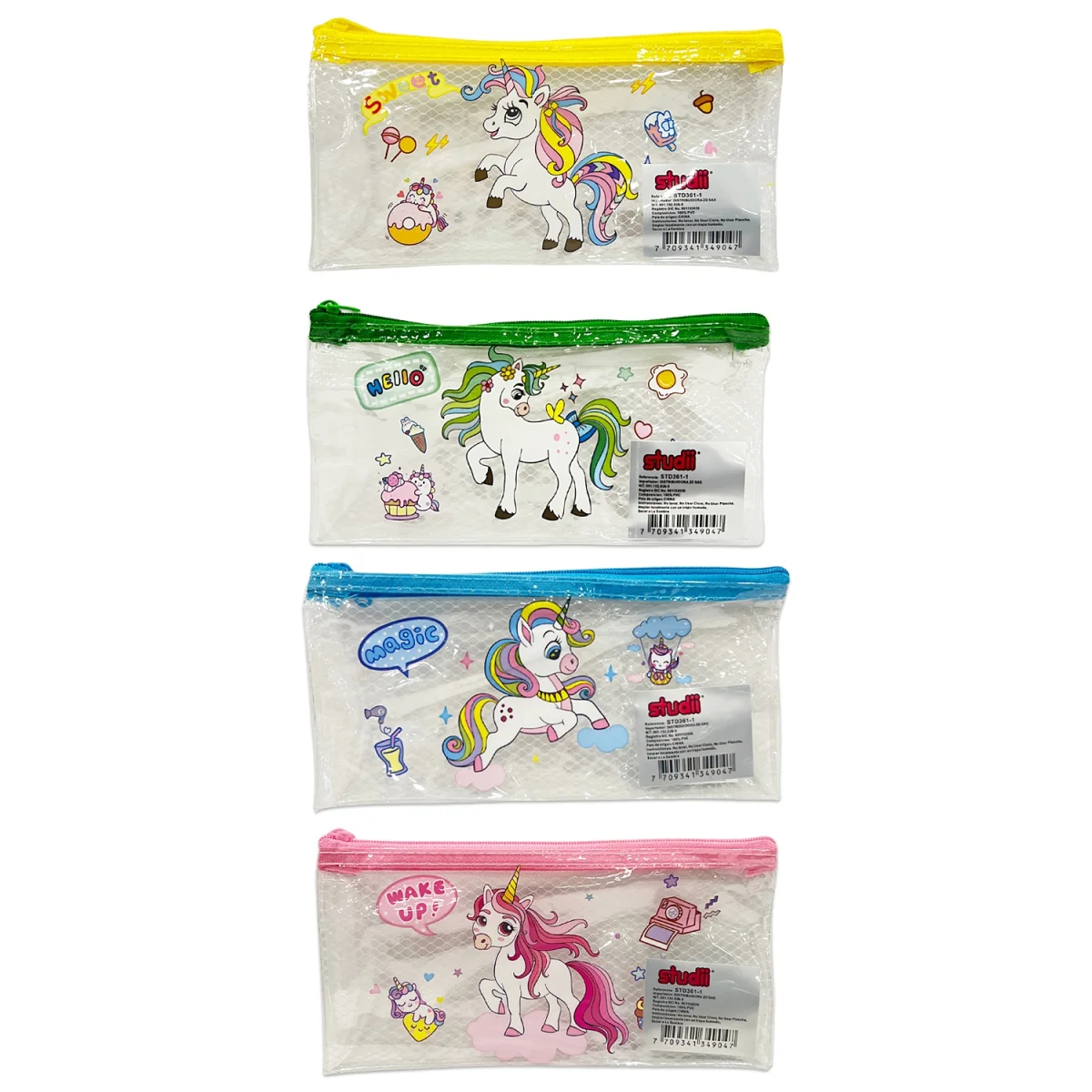 CARTUCHERA TRANSPARENTE UNICORNIO (PQTX12)