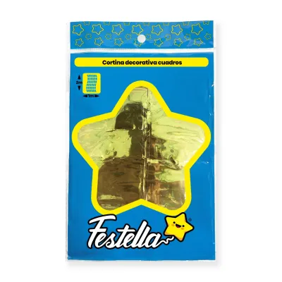 CORTINA DE FIESTA ESPEJO CUADRO GD DORADA 1*2M (PQTX12)