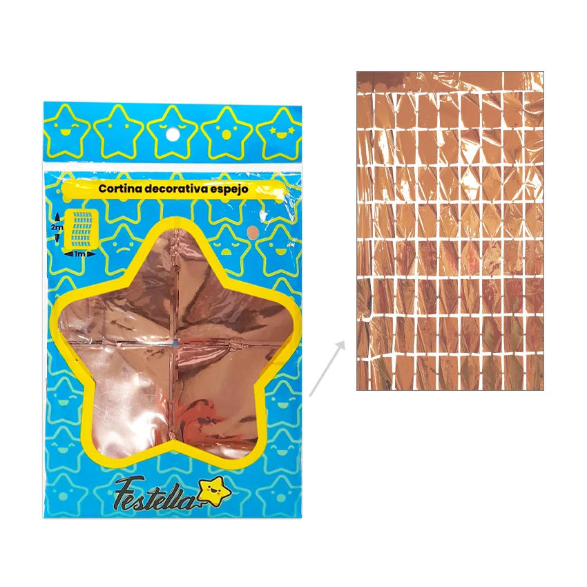 CORTINA DE FIESTA ESPEJO CUADRO GD PALO ROSA 1*2M (PQTX12)