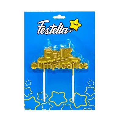 VELA FELIZ CUMPLEAÑOS DORADA (CJX12)