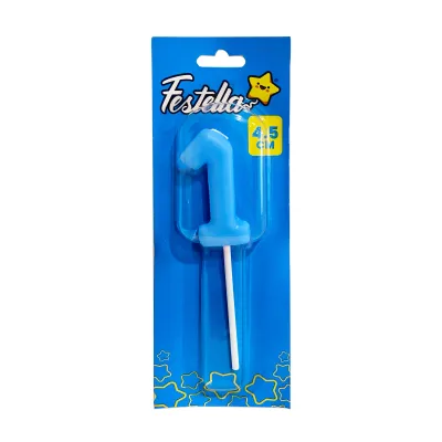 VELA NUMERO 4.5CM AZUL #1 (CJX12)