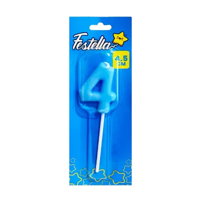 VELA NUMERO 4.5CM AZUL #4 (CJX12)