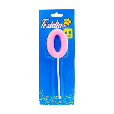 VELA NUMERO 4.5CM ROSADO #0 (CJX60)