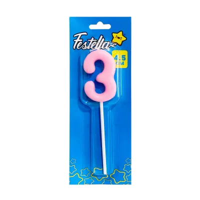 VELA NUMERO 4.5CM ROSADO #3 (CJX12)