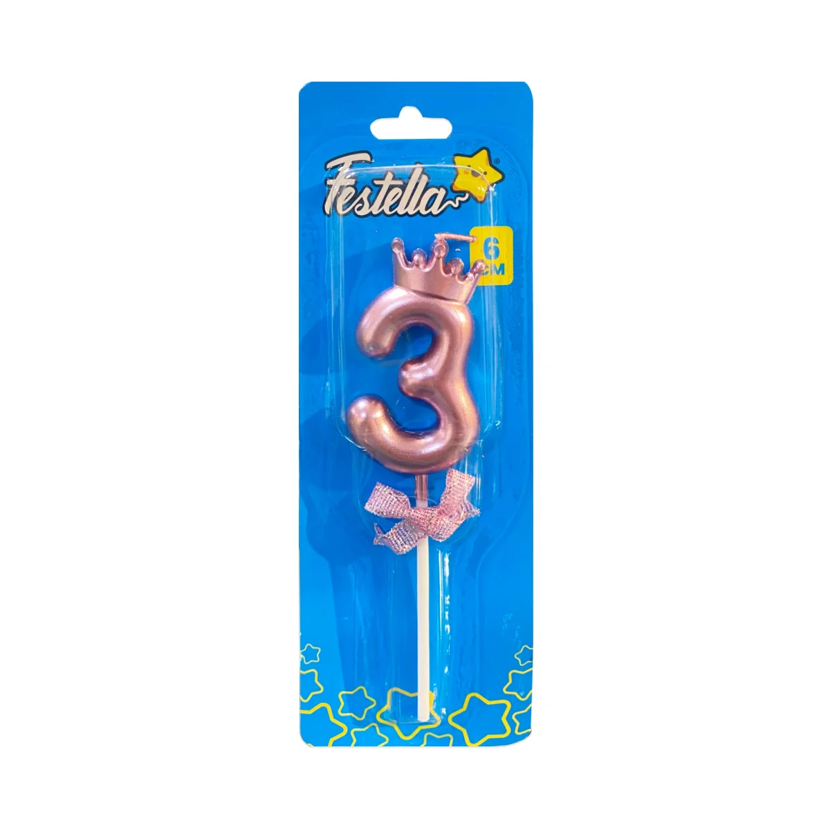 VELA NUMERO 6CM PALO ROSA #3 (CJX12)