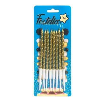 VELA DORADA 15CM X8 (CJX12)