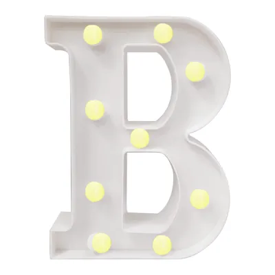LAMPARA DE LETRA B 21.8CM FONDO BLANCO LUZ CALIDA
