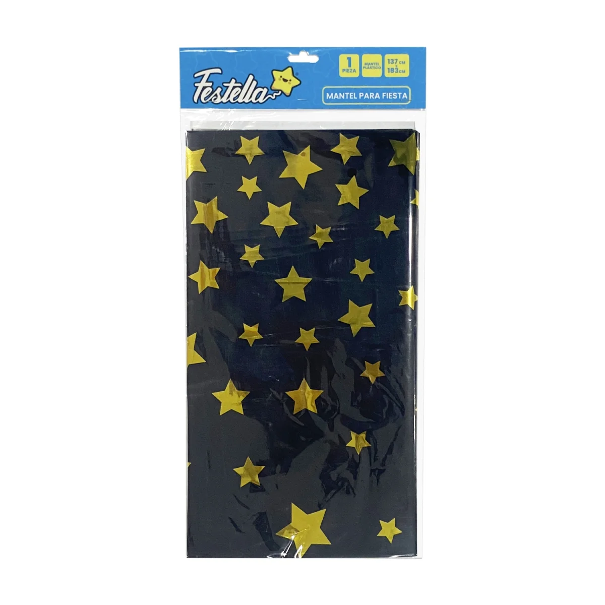 MANTEL DE FIESTA ESTRELLAS NEGRO (PQTX10)
