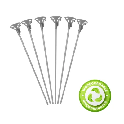 PALOS DE GLOBOS PLATEADO LATEX BIODEGRADABLE (PQTX100)