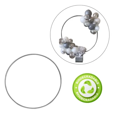 ARO DE GLOBO PLATEADO 44CM BIODEGRADABLE (PQTX12)
